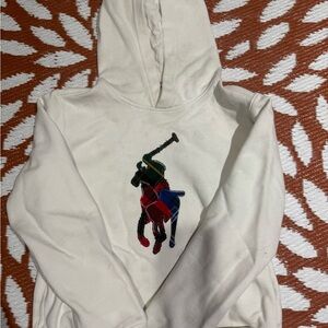 Ralph Lauren White Pullover Hoodie with Polo Label